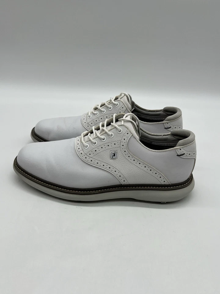 Zapatos de golf FootJoy Traditions 57903 para hombre de cuero blanco con cordones 9,5 M. Foto 1 de 4