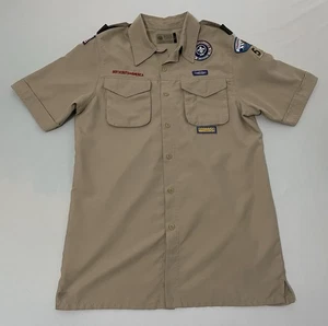 Boy Scouts of America BSA Men's Shirt Small Tan Vented 100% Polyester Microfiber - Picture 1 of 5