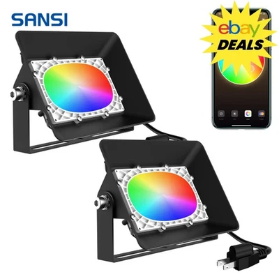 2 pcs Smart Floodlight 50W Led Flood Light RGBW Color Changing Dimmable Timing - Image 1 of 4