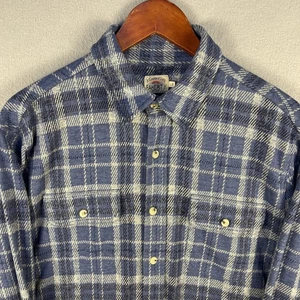 Camisa Suéter Faherty Legends Para Hombres Grande Azul Bolsillos a Cuadros Pesada Aire Libre Senderismo - Imagen 1 de 11