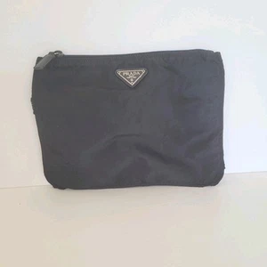 echt Prada Nylon Kosmetiktasche schwarz Kosmetiktasche Reise klein umlaufender Reißverschluss - Bild 1 von 11
