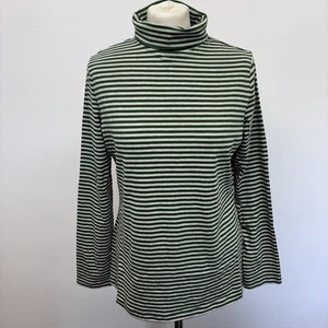 Seasalt Landing Top Gr. 14 Grün Grau Rollkragen Gestreift Bio-Baumwollmix Neu - Bild 1 von 10