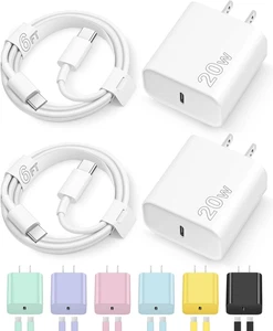 Fast Charging USB-C Charger Block with 6FT Cable for iPhone 15/16/17 Pro Max - Picture 1 of 19
