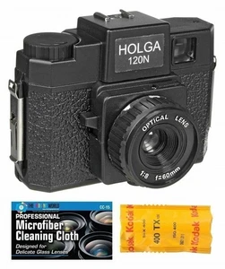 Holga 120N analoge Mittelformatkamera (schwarz) mit Kodak TX120 Filmpaket - Bild 1 von 7