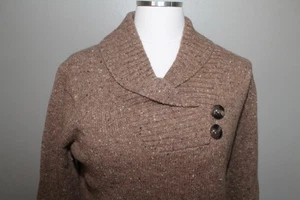Kate Hill Petite Med Wollpullover Schalkragen braun gefleckt 37 Brust kuschelig vorbereitet - Bild 1 von 4
