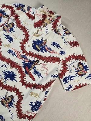 Quicksilver Waterman Hawaiian Aloha Shirt Men’s  M Independence Day AOP Tropical - Image 1 of 4