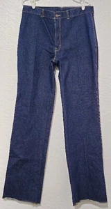VINTAGE 70s Denim Jeans Flaw Raw Rigid 35 x 36 NEW DEADSTOCK ALAN J. NANESS Rare - Picture 1 of 17