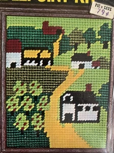 Country Scene Vintage Needlepoint Kit with Frame Vogart NIP 4.5x5.5 - Picture 1 of 7