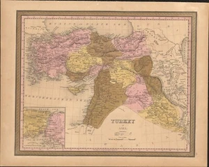 1849 Turkey in Asia by Mitchell antique map ~ 17.4" x 13.8" hand colored - Picture 1 of 5