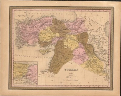 1849 Turkey in Asia by Mitchell antique map ~ 17.4" x 13.8" hand colored - Image 1 of 4