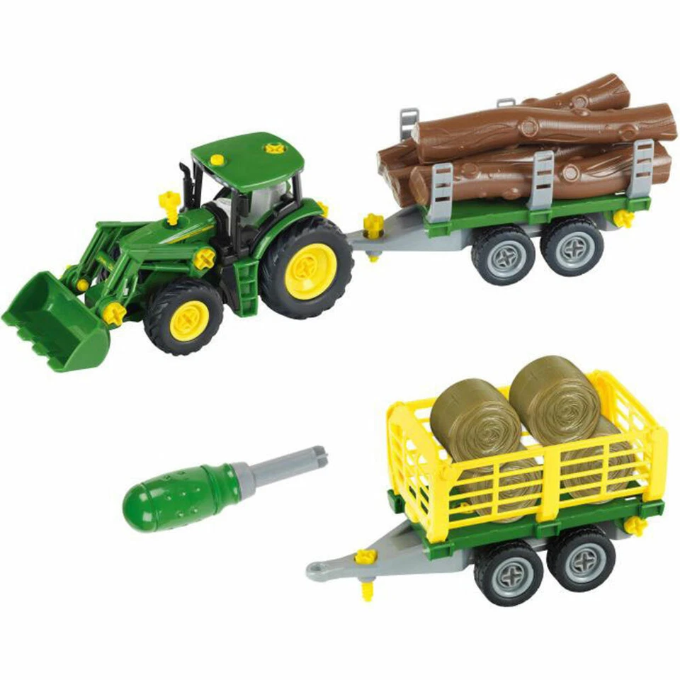 Theo Klein Tracteur John Deere avec bois et charrette à foin - Photo 1/1