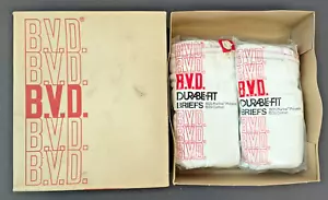 Neu Vintage 1971 BVD weiß Baumwolle Slips Größe 34 hergestellt in den USA 2 Pakete mit 3 mit Karton - Bild 1 von 6