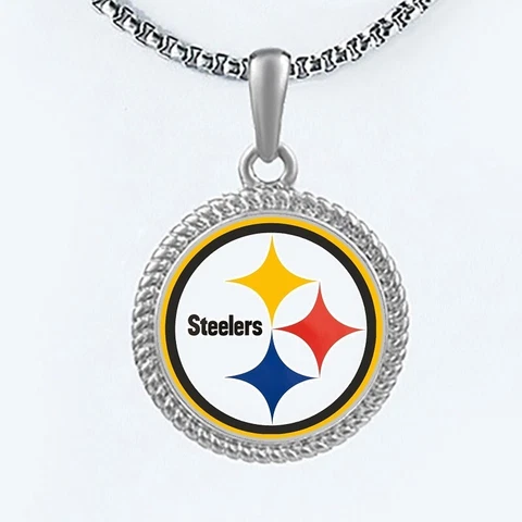 Pittsburgh Steelers Womens Mens Round Link Chain Pendant Necklace w Gift Pkg D22 Cover