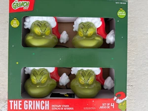 Christmas Grinch Battery Operated Pathway Stakes 4 Pack With Santa Hat LED New - Picture 1 of 1