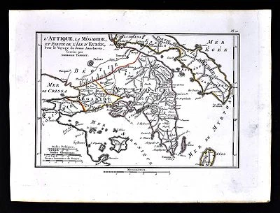 1822 Tardieu Map - Attica Megara Corinth Euboea Aegina Athens Ancient Greece - Image 1 of 2