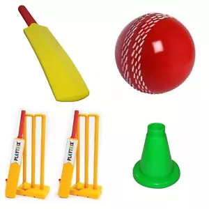 Gamez Galore Plastic Cricket Bat size 5, Cricket Batting Tee, Balls and Full Set - Picture 1 of 9