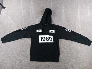 Stussy Mens Sweater Small Black Hooded Drawstring Cotton Blend - Picture 1 of 14