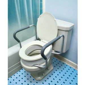 Raised Toilet Seat with Arms Standard for Elderly Handicap Bathroom Riser Lift - Picture 1 of 7