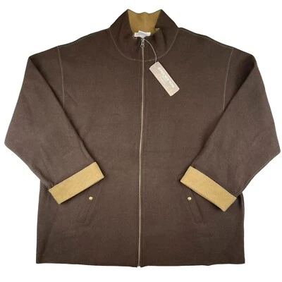 NUEVO CON ETIQUETAS Chaqueta Jones New York Para Mujer 2X Marrón Mezcla Lana Suave Ecuestre Western Foto 1 de 4