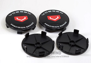 4x68mm Vossen Black Emblems Badges Wheel Center Caps Hubcaps Rim Caps 