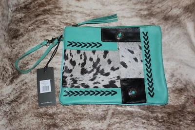 Bolso sin asas Myra Bag #8937 de lona, Hairon, cuero en turquesa/negro 10,5x8,5" Foto 1 de 3