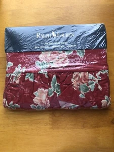 Vintage RALPH LAUREN Elena Red Ruffled Flat Sheet Size Twin New In Package  - Picture 1 of 4