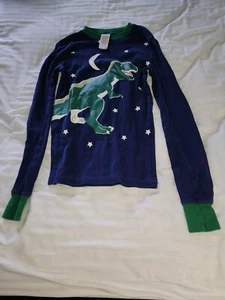 Mini Boden PJ Shirt Sz 14Y Snug Glow-In-The-Dark Dinosaur Pajamas Blue Green - Picture 1 of 3