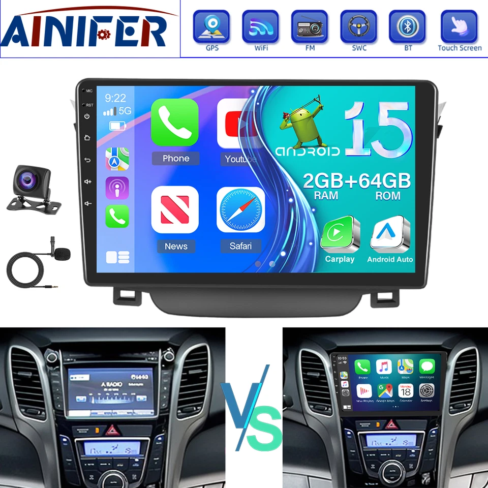 2+64GB Carplay Android Autoradio Für Hyundai i30 GD 2012-2016 GPS Navi RDS WIFI - Bild 1 von 4