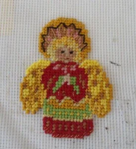 Monica Imports Christmas Angel Embroidered Madeira Needlepoint Canvas Wool - Picture 1 of 2