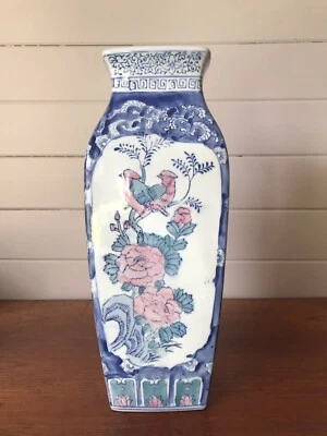 Vintage Large Chinese Pottery Hand Painted Vase 36cm Chinoiserie - image 1 of 4