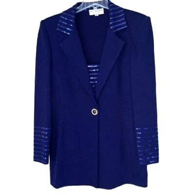 Blazer De Colección St John Ropa de Noche Por Marie Púrpura Tejido Secuencia Dinero Antiguo Talla 10 Foto 1 de 4