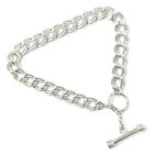 Silver T-Bar Bracelet Ladies 7.5 Inch Curb Style Solid 10.8g UK Hallmarked