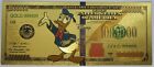 Donald Duck Walt Disney billet de 10 000 $ nouveauté feuille d'or 24 carats billet plaqué - GFN46