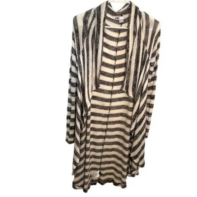Volcom Women’s Size XS/S Crystal Moon Wrap Sweater Cream Gray Stripes Duster - Image 1 of 4