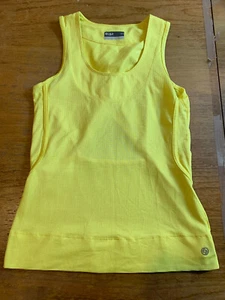 LIJA XS WOMANS SINGLET YELLOW RUNNING TANK WITH TRAINGLE CUT OUT ON BACK - Picture 1 of 4