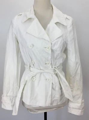 JUST JEANS SIZE 10 WOMENS WHITE SELF STRIPE BUTTON UP  DENIM JACKET NEW TAGS - image 1 of 4
