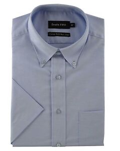 DOUBLE TWO® Oxford SS Shirt/Light Blue - 19.5” KING SIZE