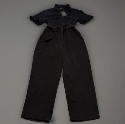 NUEVO ZARA Mono con Cinturón y Cremallera Negro Cuello en V Mujer M Manga Corta 2154/731 Foto 1 de 4