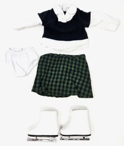 18" Doll Winter Ice Skating Outfit w/ Plaid Skirt Top Skates Fits American Girl! - Picture 1 of 6