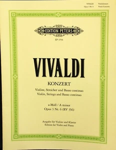 Vivaldi violin concerto in A Minor opus 3 no.6 Rv 356 violin and piano - Picture 1 of 1