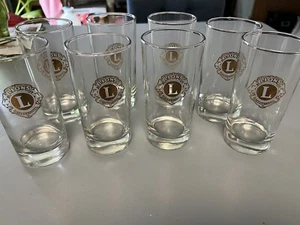 8 Vintag Lions International Drinking Glasses Barware Lions Club gold - Picture 1 of 1
