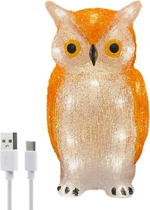 22,5 cm Acryl Eulenlicht, Garten/Haus Figur beleuchtet, 24 warmweiße LEDs, 6H - Bild 1 von 7