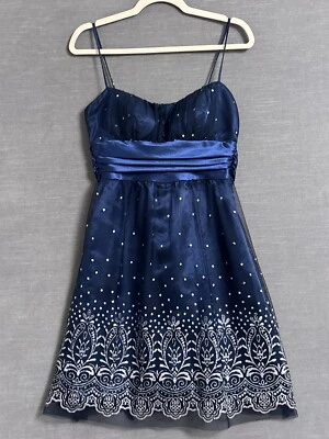 Винтажный маскарад платье 8 синий блестящий тюль кукла выпускного вечера официальный вечеринки 90-х Y2K - Изображение 1 из 4