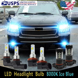 For Chevy Suburban Tahoe 2007-2014 - Ice Blue LED Headlight + Fog Light Bulb YHL - Picture 1 of 12
