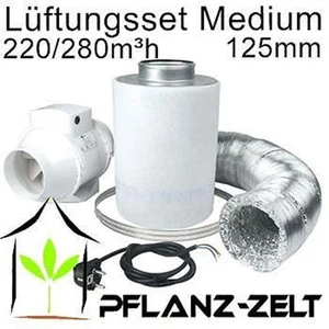 Lüftungsset 125mm MEDIUM 280m³/h AKF Abluft Grow Anzucht Abluftset Growbox - Bild 1 von 1