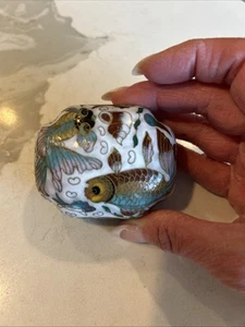 Vintage Cloisonne Enamel Trinket Box - Picture 1 of 9