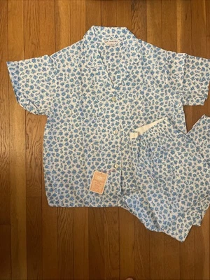 Conjunto de pijama de mujer Sears Jamarettes azul floral cachemira talla 38-grande-nuevo con etiquetas años 70’s de colección Foto 1 de 4