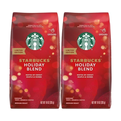 Starbucks Holiday Blend Medium Roast Ground Coffee 10oz 2 Bags (See Photo) - Image 1 of 4