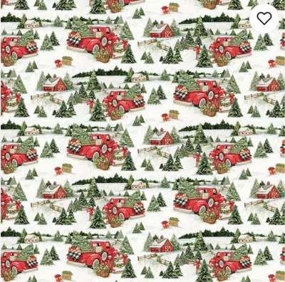  Camión Susan Winget NAVIDAD Tela Algodón Rojo con Perros, Árboles, Nieve, 1.5 Yardas Foto 1 de 2