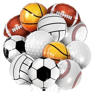 Huge Mylar Sports Balloons - 18 Inch, Pack of 12 | All Sports Multicolor - Picture 1 of 7